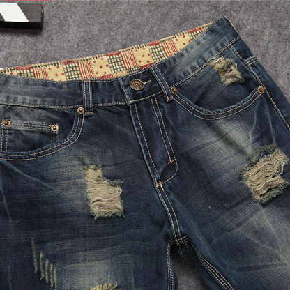 Timeless Distressed Denim: Men's Chic Vintage Ripped Jeans