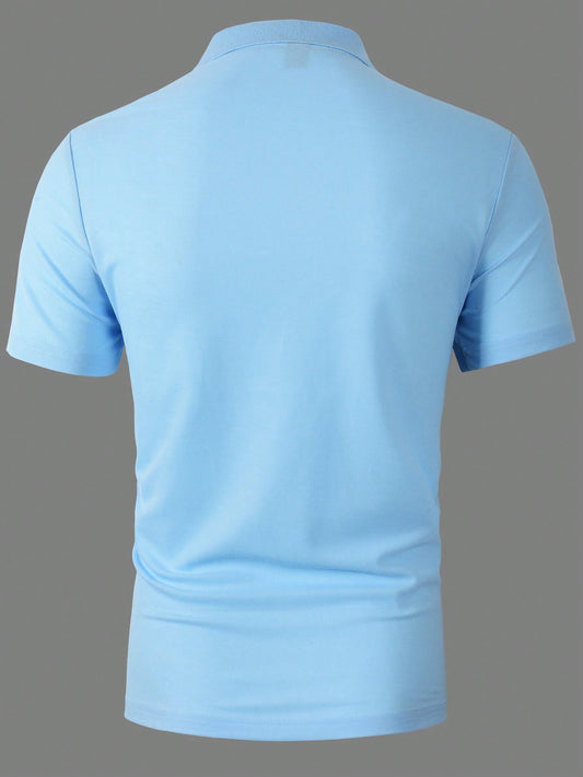 Manfinity Homme Men's Baby Blue Contrast Tape Polo Shirt