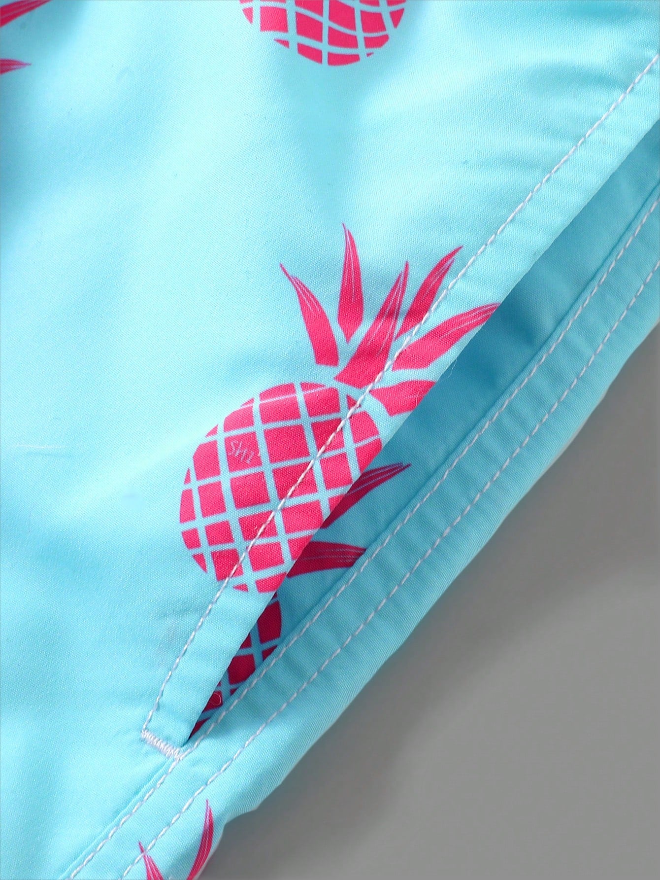 Pineapple Print Men's Swim Trunks - Blue Boho Style