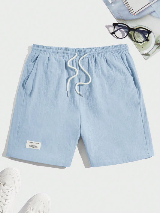 Manfinity Hypemode Men Letter Patched Detail Drawstring Waist Shorts