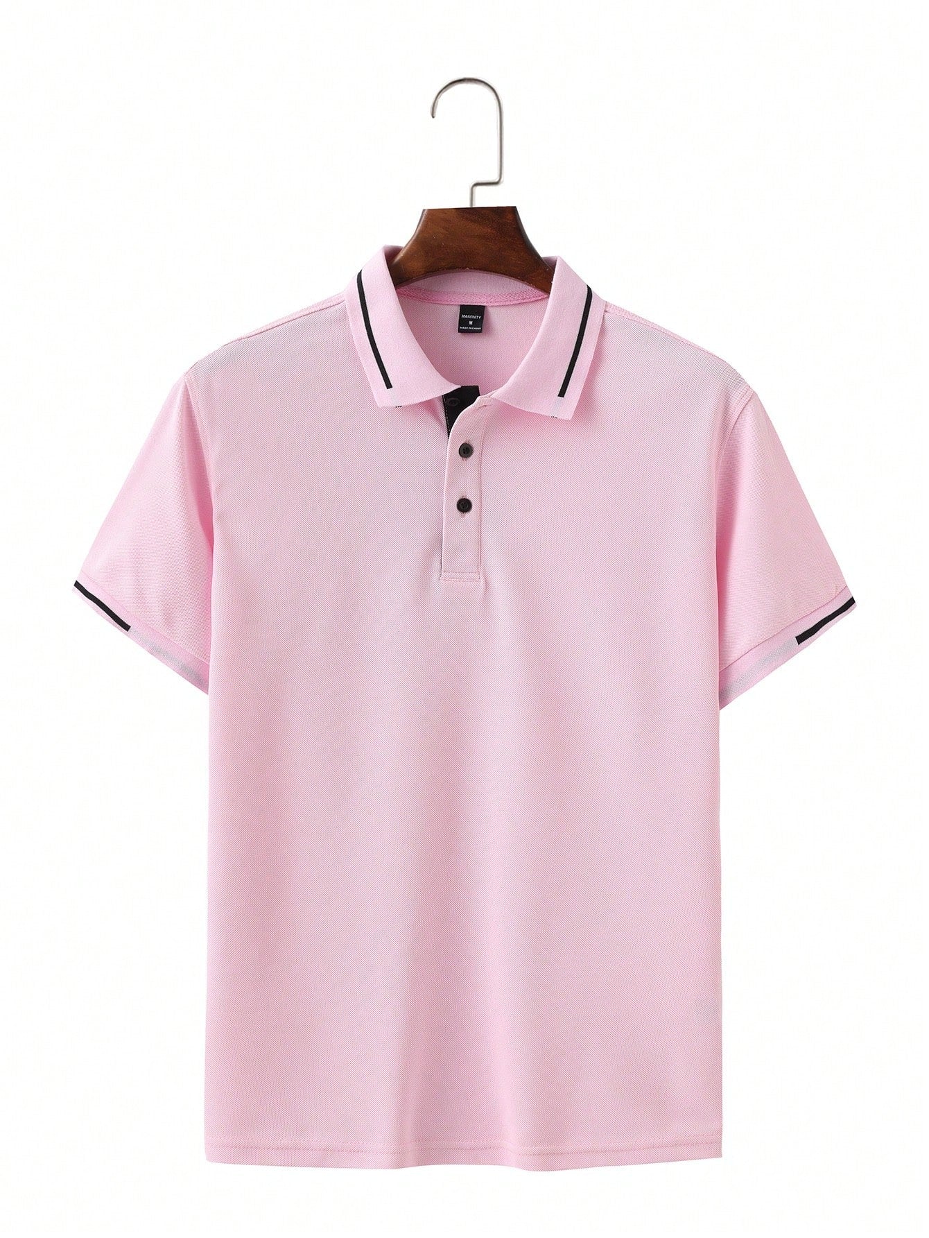 Color Block Polo Shirt for Men - Pink Casual Style