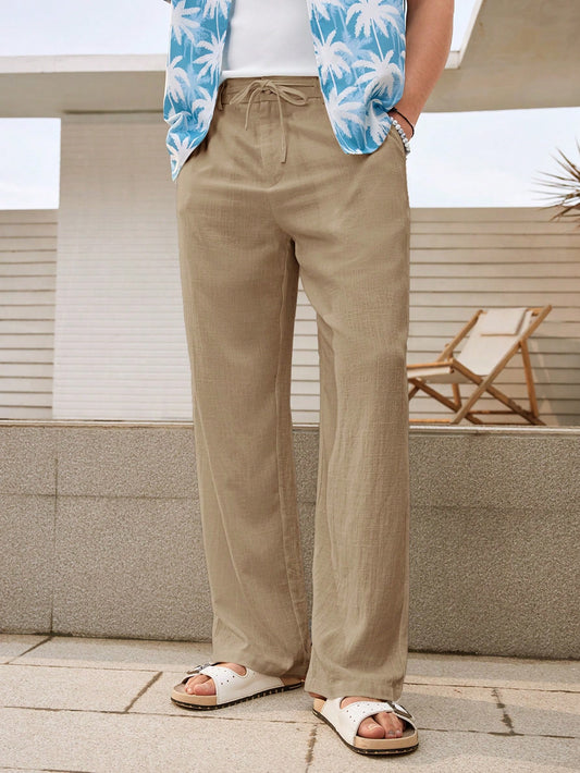 Manfinity VCAY Men Plain Straight Casual Pants For Vacation