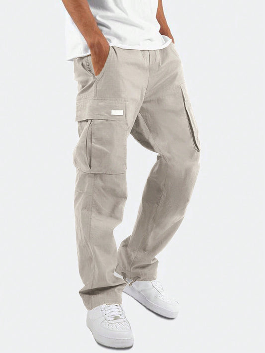Manfinity Hypemode Solid Color Street Style Casual Pants With Pockets