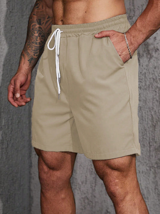 Manfinity Homme Men's Plus Size Fashionable Plain Loose Fit Shorts For Summer