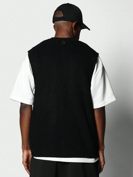 NEW SUMWON Men Sweater Vest With Embroidery