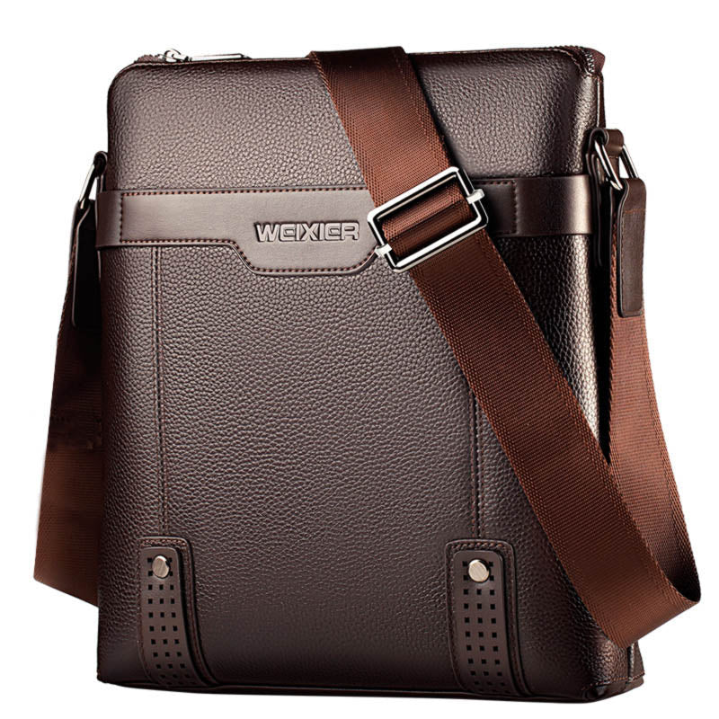 Modern PU Leather Men's Messenger Bag with Crossbody Strap