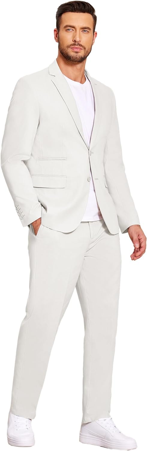 Refresh Your Closet with COOFANDY Men's Linen Blazer Jacket and Pants Set - Stylish Casual Ensemble