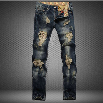 Timeless Distressed Denim: Men's Chic Vintage Ripped Jeans