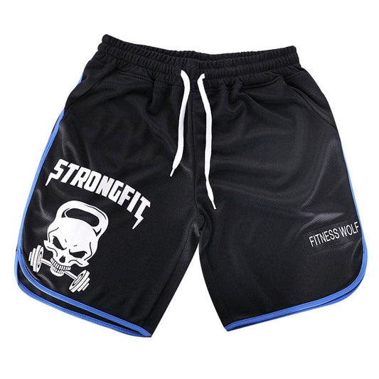 Skull Print Men's Quick Dry Athletic Shorts