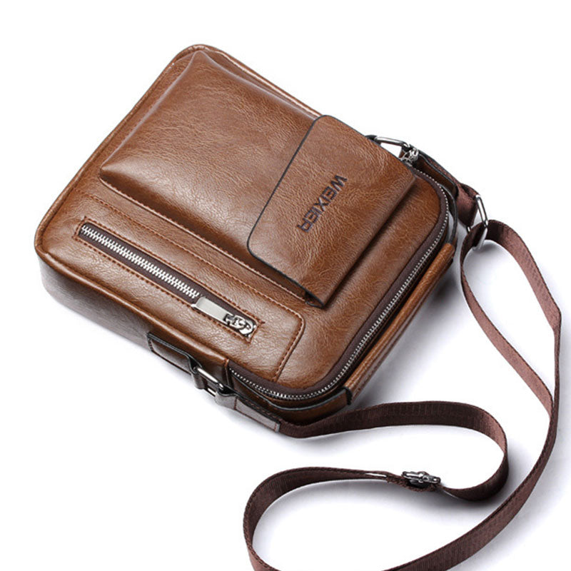 Vintage Style Men's PU Leather Shoulder Bag with Adjustable Strap