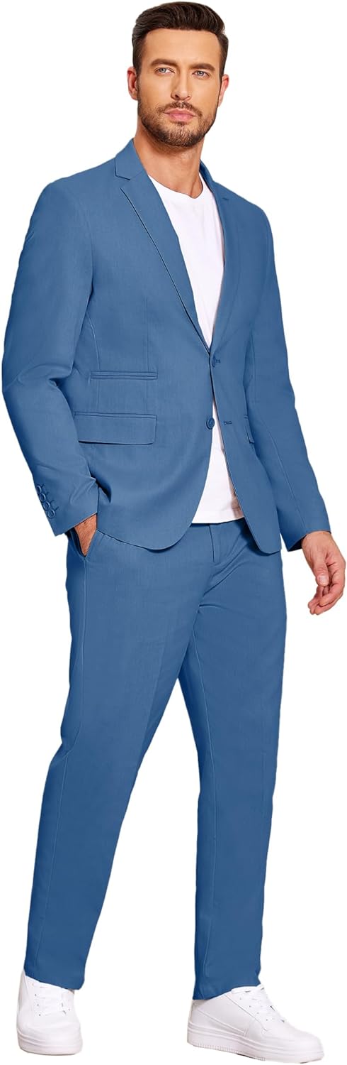 Refresh Your Closet with COOFANDY Men's Linen Blazer Jacket and Pants Set - Stylish Casual Ensemble