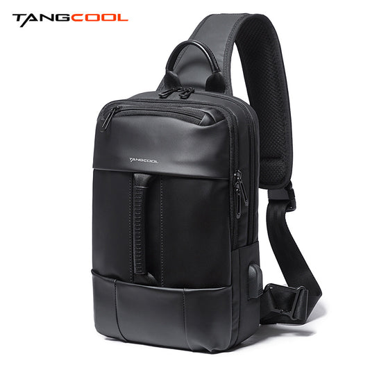 Men's Urban Explorer USB Shoulder Bag with Multi-Compartment Design