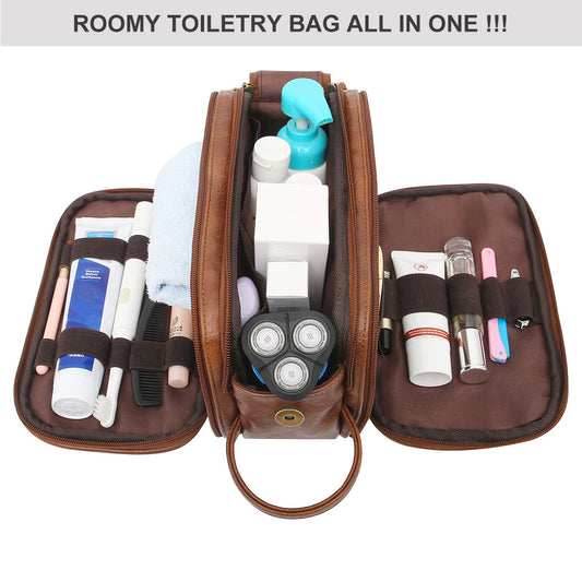 Men's PU Leather Travel Toiletry Bag Organizer