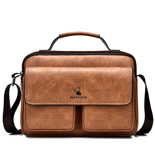 Sophisticated Men's PU Leather Business Messenger Bag with Multiple Compartments