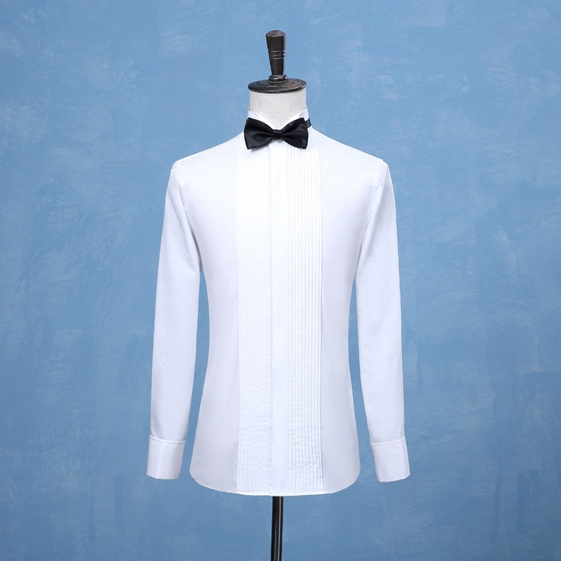 Elevate Your Style with Groomsmen Tuxedo Shirts - White, Black or Red Men's Wedding Attire