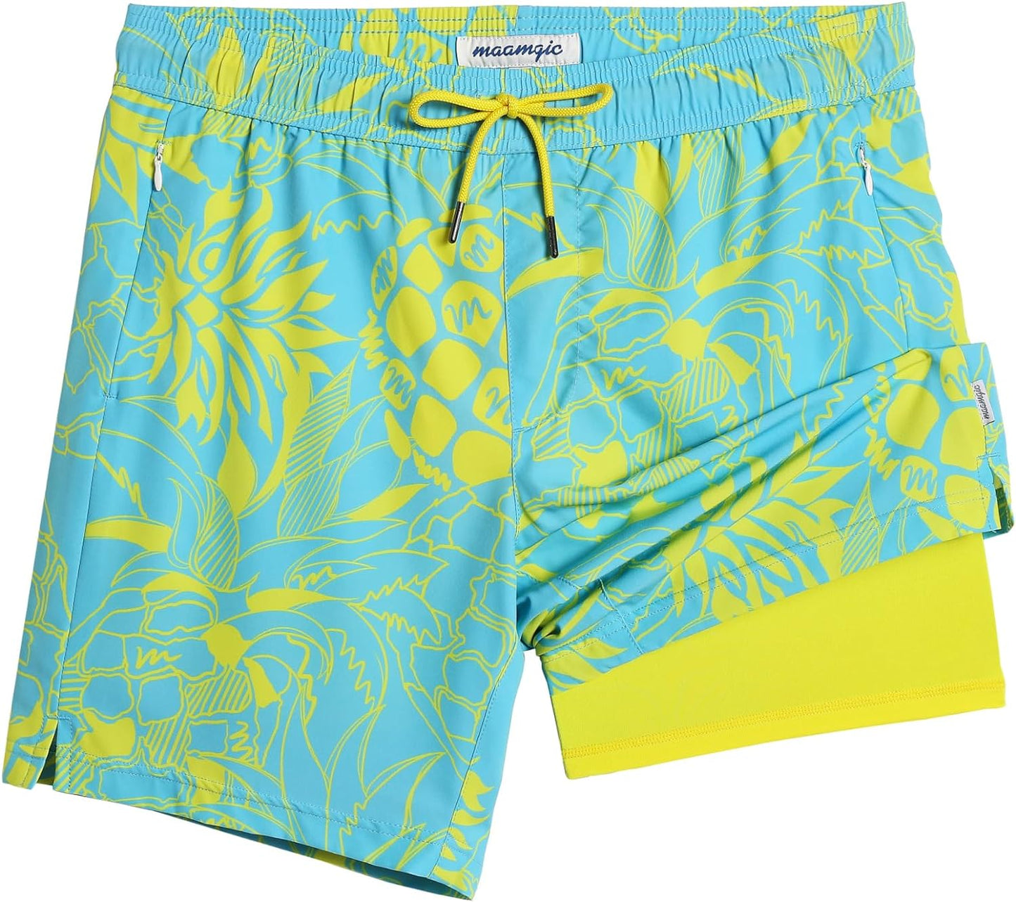 Splash in Style with maamgic Men's 2-in-1 Swim Trunks: Swim and Board Shorts for Men