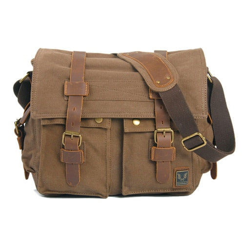 Vintage Military Style Canvas Crossbody Bag for Men - Stylish and Durable Shoulder Bag for Men