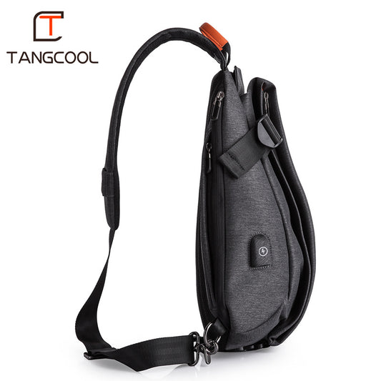 Korean College Style Waterproof Messenger Bag with Multiple Pockets and iPad Compartment