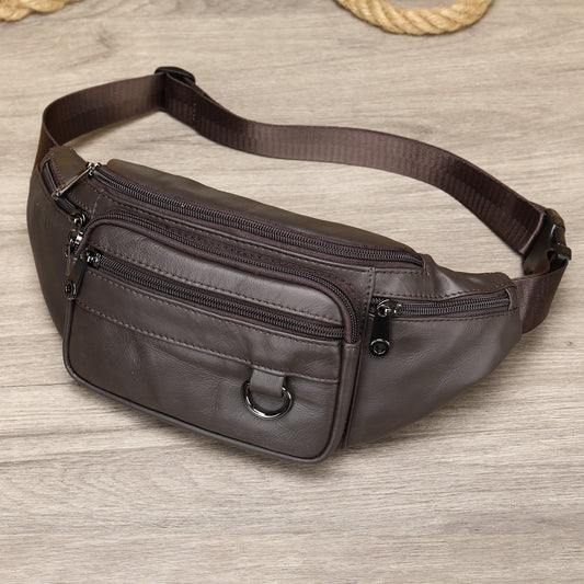 Sheepskin Waist Bag for Men: Premium Outdoor Black Crossbody Phone Bag