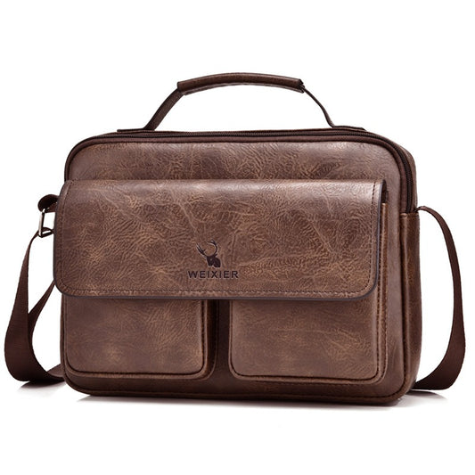 Sophisticated Men's PU Leather Business Messenger Bag with Multiple Compartments