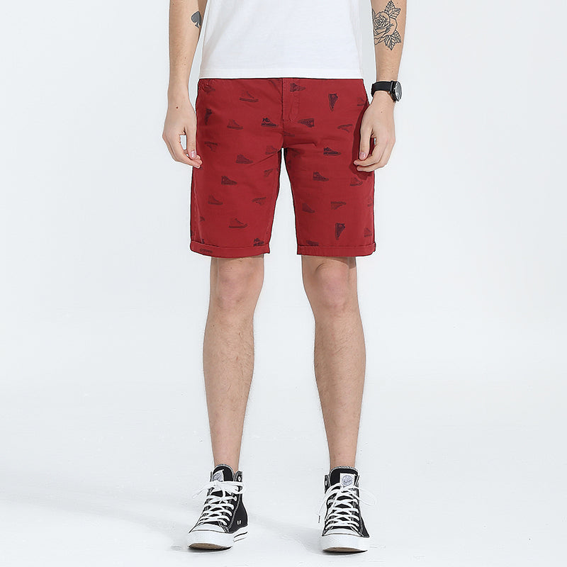 Slim Fit Cotton Cargo Shorts with Stylish Pattern Print