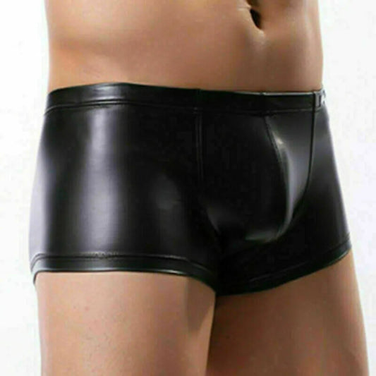 Erotic Leather Bandage Boxer Briefs - Men's Clubwear Undergarment