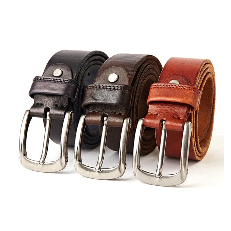 Vintage Handmade Genuine Leather Belt for Men - Classic Style & Quality Craftsmanship