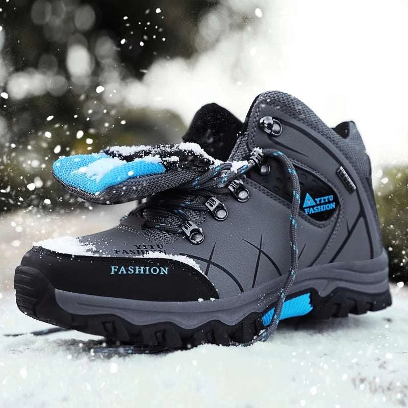 Ultimate Winter Shield: Waterproof Leather Snow Boots for Men - Super Warm Hiking & Work Footwear, Sizes 39-47