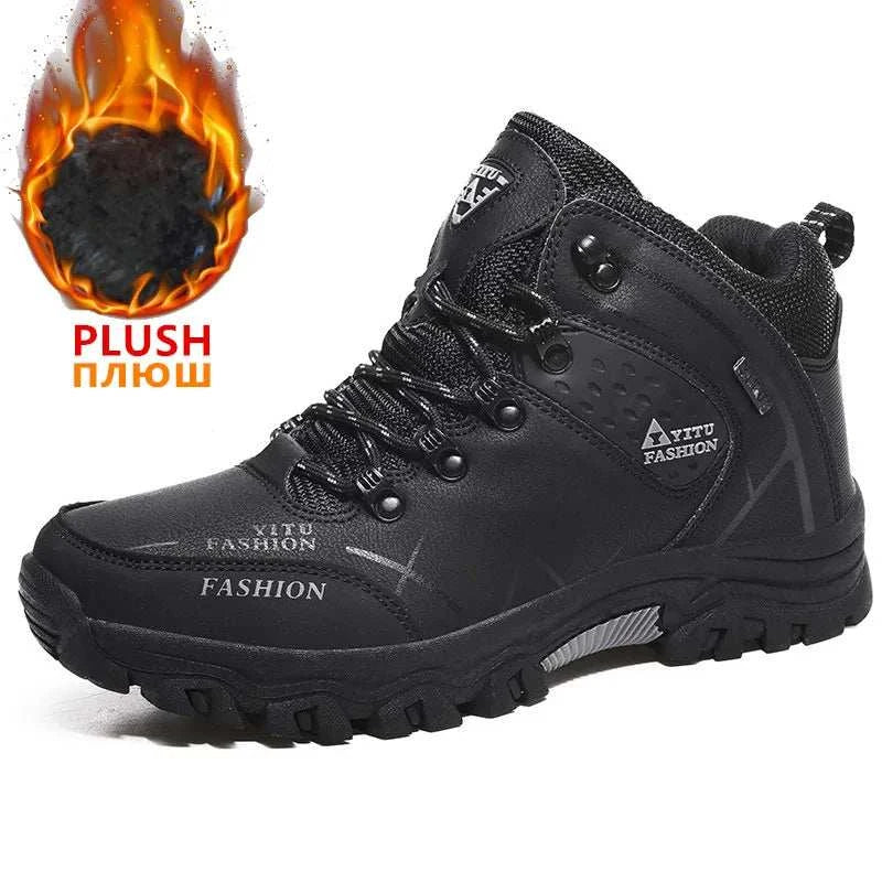 Ultimate Winter Shield: Waterproof Leather Snow Boots for Men - Super Warm Hiking & Work Footwear, Sizes 39-47