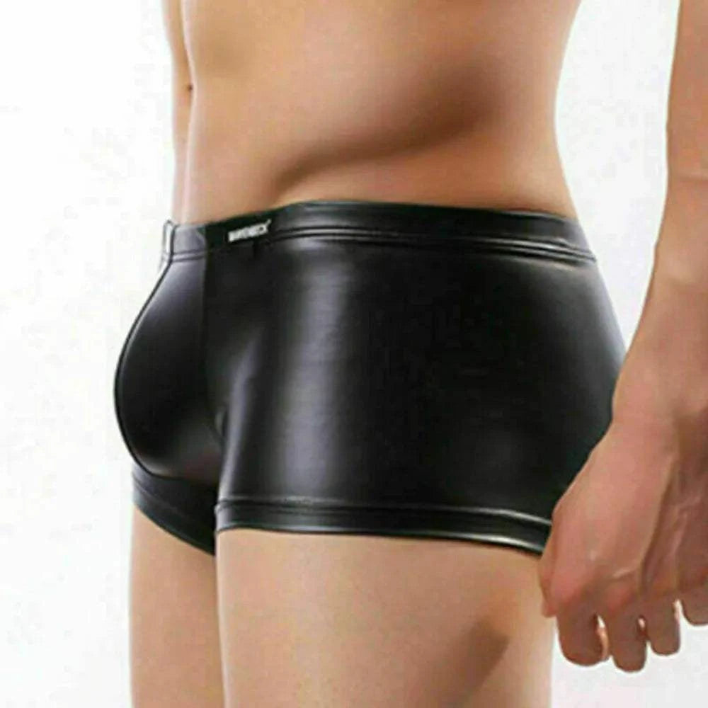 Men Underwear Gay Boxer Briefs Latex Leather Trunks Penis Pouch Sexy SElevate Your Style with Our Men's Underwear Gay Boxer Briefs
 Introducing the ultimate combination of comfort and allure: our Men Underwear Gay Boxer Briefs. CraftedMen Underwear Gay Boxer Briefs Latex Leather Trunks Penis Pouch Sexy Sissy Bandage Homme Clubwear Fashion Erotic Boxer PantiesMENLL