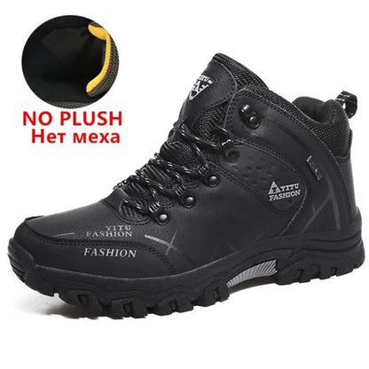 Ultimate Winter Shield: Waterproof Leather Snow Boots for Men - Super Warm Hiking & Work Footwear, Sizes 39-47