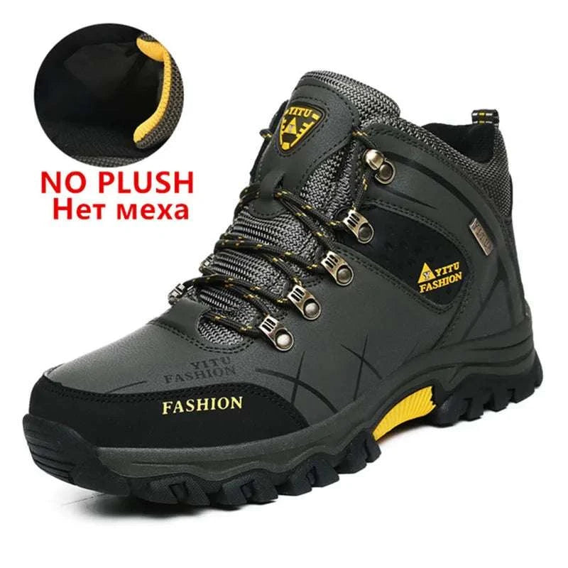 Ultimate Winter Shield: Waterproof Leather Snow Boots for Men - Super Warm Hiking & Work Footwear, Sizes 39-47