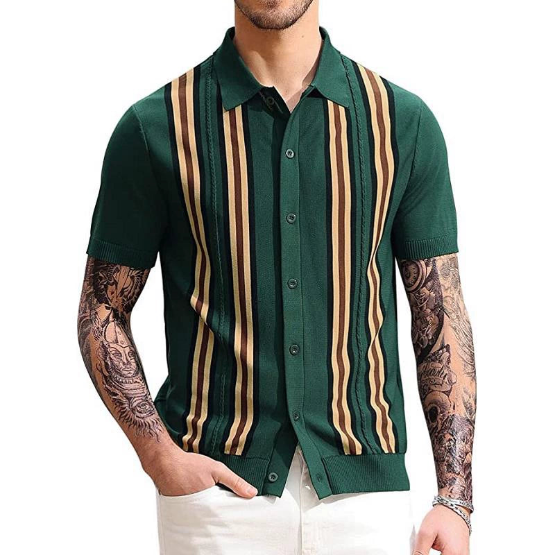 Elegant Men's Solid Color Polo Shirt: Modern Business Casual Style
