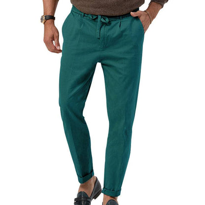 Stylish Men's Solid Color Straight-Leg Business Casual Trousers for Effortless Elegance