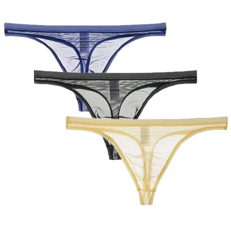 3Pcs/lot Mens Underwear Sexy Transparent Mesh Gauze Bikini G-string ThElevate Your Underwear Collection
 Discover the perfect blend of comfort and style with our 3Pcs Men's Underwear Set. Crafted for the modern man who values both func3Pcs/lot Mens Underwear Sexy Transparent Mesh Gauze BikiniMENLL