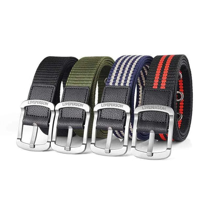 Trendy Youth Canvas Belt: Stylish Striped Design for Boys and Men - Durable & Comfortable Casual Accessory