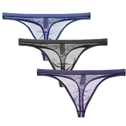 3Pcs/lot Mens Underwear Sexy Transparent Mesh Gauze Bikini G-string ThElevate Your Underwear Collection
 Discover the perfect blend of comfort and style with our 3Pcs Men's Underwear Set. Crafted for the modern man who values both func3Pcs/lot Mens Underwear Sexy Transparent Mesh Gauze BikiniMENLL