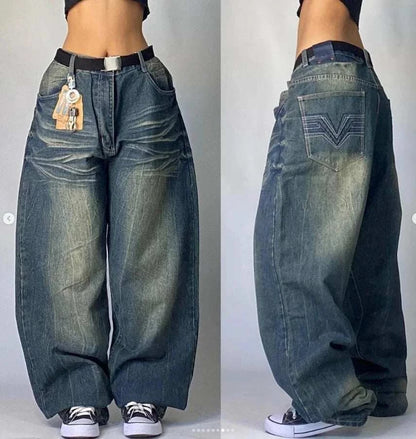 Vintage Charm Wide Leg Denim Trousers