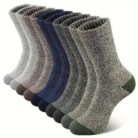 5 pairs of men's merino wool socks, thick hiking thermal socks for cold weather.