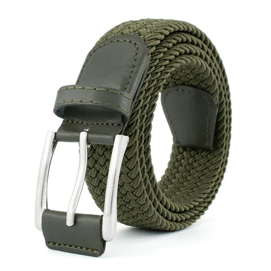 Adjustable Metal Lock Braided Elastic Belt - Stylish Unisex Waistband
