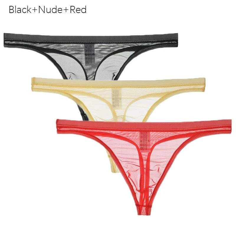 3Pcs/lot Mens Underwear Sexy Transparent Mesh Gauze Bikini G-string ThElevate Your Underwear Collection
 Discover the perfect blend of comfort and style with our 3Pcs Men's Underwear Set. Crafted for the modern man who values both func3Pcs/lot Mens Underwear Sexy Transparent Mesh Gauze BikiniMENLL