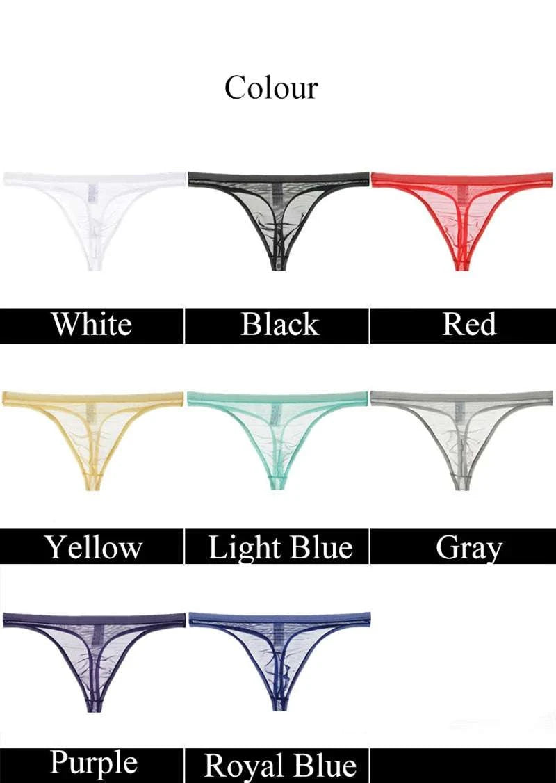 3Pcs/lot Mens Underwear Sexy Transparent Mesh Gauze Bikini G-string ThElevate Your Underwear Collection
 Discover the perfect blend of comfort and style with our 3Pcs Men's Underwear Set. Crafted for the modern man who values both func3Pcs/lot Mens Underwear Sexy Transparent Mesh Gauze BikiniMENLL