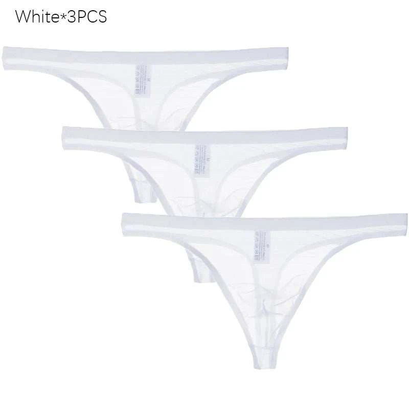 3Pcs/lot Mens Underwear Sexy Transparent Mesh Gauze Bikini G-string ThElevate Your Underwear Collection
 Discover the perfect blend of comfort and style with our 3Pcs Men's Underwear Set. Crafted for the modern man who values both func3Pcs/lot Mens Underwear Sexy Transparent Mesh Gauze BikiniMENLL