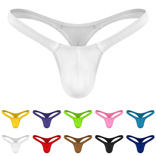 Men's Stylish Low-Rise Thong Underwear with Bulge Pouch