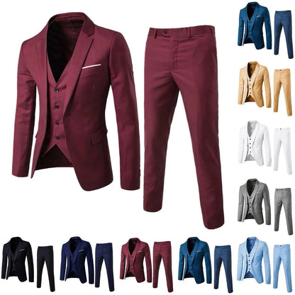 Men’S Suit Slim 3 Piece Suit Business Wedding Party Vest & Pants Coat Elevate Your Style with Our Men's Slim 3 Piece Suit
 Introducing the ultimate choice for the modern man - the Men's Suit Slim 3 Piece Suit. Designed for business, weSuit Slim 3 Piece Suit Business Wedding Party Vest & Pants Coat Casual Solid Blazers Coat Jacket LuxuryMENLL