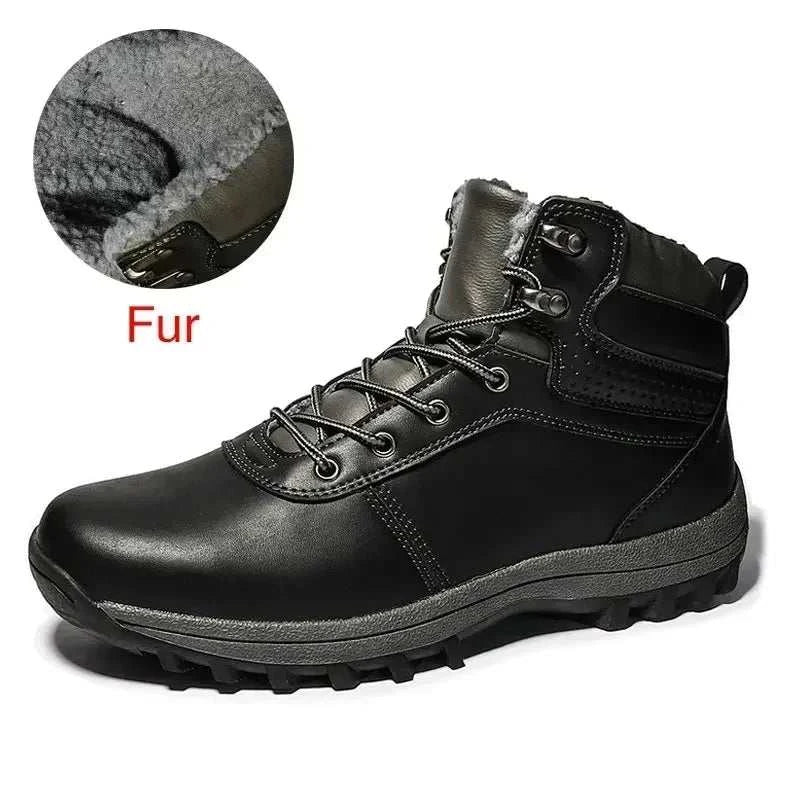 Ultimate Winter Comfort: DEKABR Handmade Waterproof Leather Snow Boots for Men - Stylish High-Top Design with Plush Warmth and Superior Traction