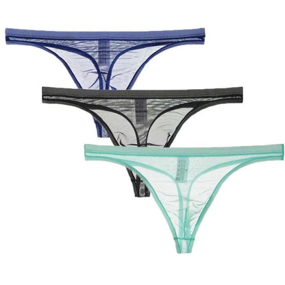 3Pcs/lot Mens Underwear Sexy Transparent Mesh Gauze Bikini G-string ThElevate Your Underwear Collection
 Discover the perfect blend of comfort and style with our 3Pcs Men's Underwear Set. Crafted for the modern man who values both func3Pcs/lot Mens Underwear Sexy Transparent Mesh Gauze BikiniMENLL