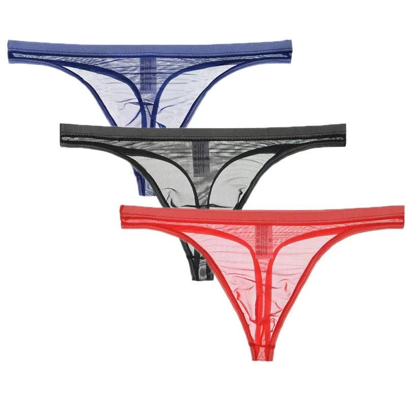 3Pcs/lot Mens Underwear Sexy Transparent Mesh Gauze Bikini G-string ThElevate Your Underwear Collection
 Discover the perfect blend of comfort and style with our 3Pcs Men's Underwear Set. Crafted for the modern man who values both func3Pcs/lot Mens Underwear Sexy Transparent Mesh Gauze BikiniMENLL