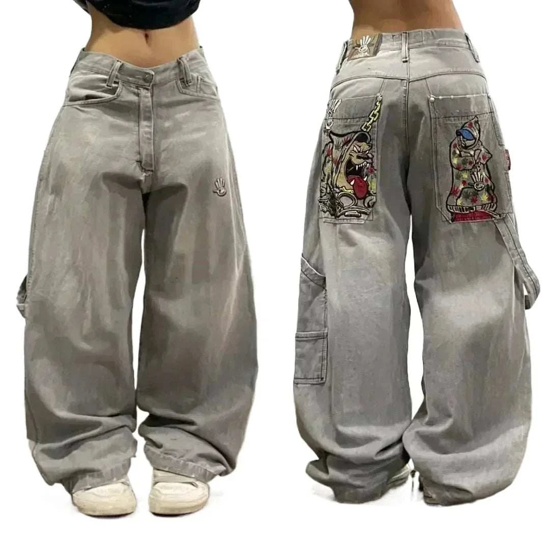 Vintage Charm Wide Leg Denim Trousers