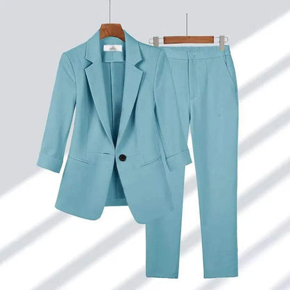 2023 Summer New Thin Jacket Blazer Casual Wide Leg Pants Two Piece EleSPECIFICATIONSBrand Name: WishworldPattern Type: SolidMaterial: POLYESTERAge: seniorStyle: Office LadyOrigin: Mainland ChinaCN: ZhejiangSeason: SummerElasticity: MedThin Jacket Blazer Casual Wide Leg PantsMENLL